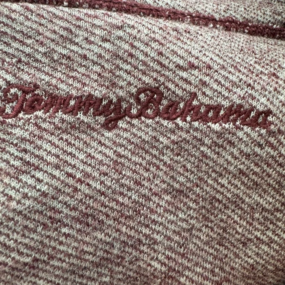 Tommy‎ Bahama Mens Quarter Zip Pullover Sweater Burgundy Heathered Ribbed Knit